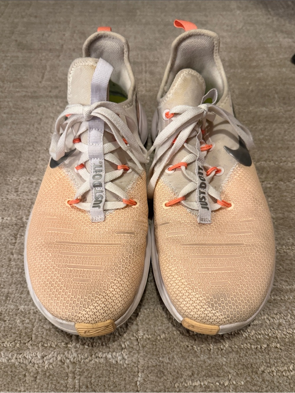 Nike Women's Peach and White Training Sneakers
